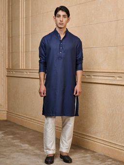 TASVA - Navy Jacquard Kurta with Pant