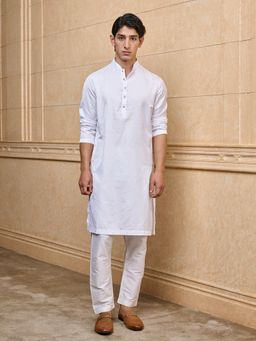 TASVA - White Jacquard Kurta with Pant