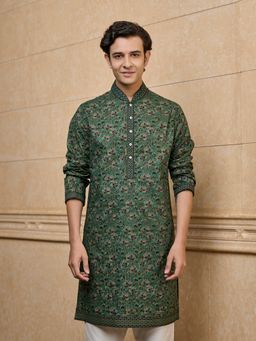 TASVA - Green Cotton Printed Kurta