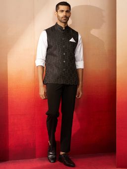 Vastramay - Black Silk Nehru Jacket