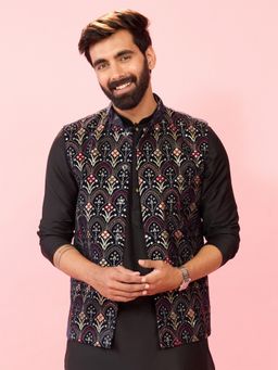 Vastramay - Blue Velvet Nehru Jacket