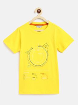 Tales & Stories - Boys Yellow Cotton Printed T-shirt