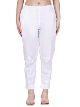 Sufiza Lifestyle - White Chikankari Straight Pant