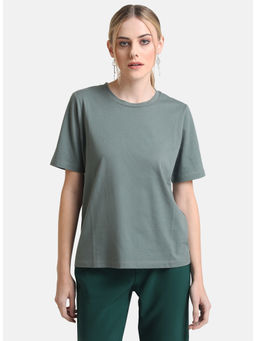 Kazo - Green Basic Round Neck Half Sleeves T-Shirt