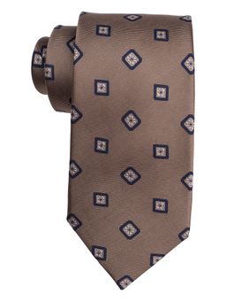 The Tie Hub - Grey Geometric Print 100 Perc Silk Necktie