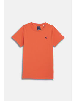 Allen Solly - Boys Orange Solid Crew Neck T-Shirt
