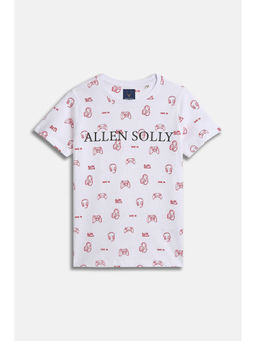 Allen Solly - Boys White Print Crew Neck T-Shirt
