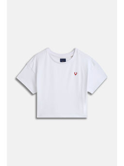 Allen Solly - Girls White Solid Casual T-Shirt