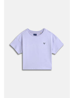 Allen Solly - Girls Lilac Solid Casual T-Shirt