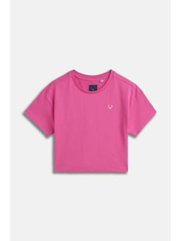 Allen Solly - Girls Pink Solid Casual T-Shirt