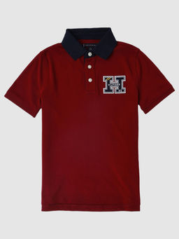 Tommy Hilfiger - Boys Embroidered Logo Regular Fit Cotton Polo T-Shirt Red