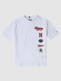 Tommy Hilfiger - Boys Logo Relaxed Fit Cotton T-Shirt White