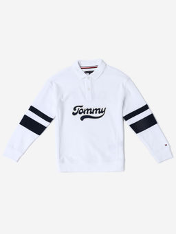Tommy Hilfiger - Boys Embroidered Logo Relaxed Fit Cotton Polo T-Shirt White