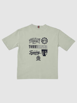 Tommy Hilfiger - Boys Logo Relaxed Fit Cotton T-Shirt Green