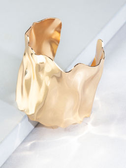 Kazo - Gold Textured Broad Cuff Bracelet