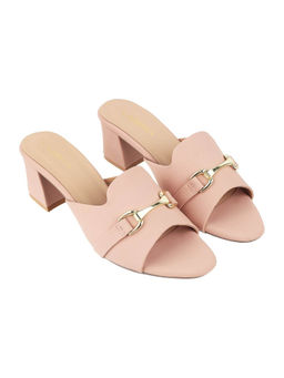 LAZERA SHOES - Peach Classic Designer Block Heel Sandals