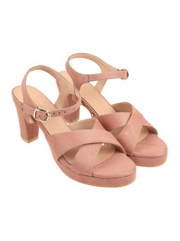 LAZERA SHOES - Peach Bold High Casual Glam Block Heel Sandals