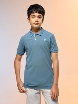 Technosport - Boys Blue Slim Fit Sports Polo T-shirt with MATPIQ