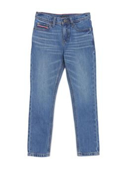 Tommy Hilfiger - Boys Blue Mid-Wash Straight Fit Mid Rise Jeans