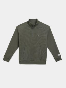 Tommy Hilfiger - Boys Green Textured Regular Fit Cotton Sweater