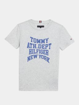 Tommy Hilfiger - Boys Grey Solid Regular Fit T-Shirt