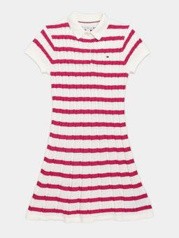 Tommy Hilfiger - Girls Pink Striped Polo T-Shirt Dress