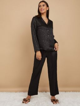 Ansee by Addery - Women Black Satin Nightwear (Set of 2)