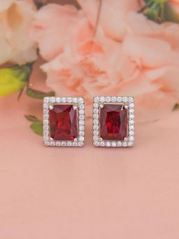 Ornate Jewels - 925 Silver 1.5 Carat Each Red Ruby Statement Party Earring for Women and Girls (One Size)