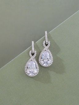 Ornate Jewels - 925 Silver Pear American Diamond Infinity Dangle Earring For Women & Girls (One Size)