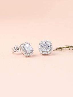 Ornate Jewels - 925 Silver 1 Carat American Diamond Stud Earring for Women & Girls