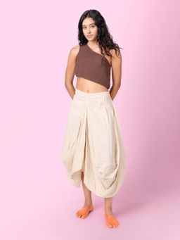 phuhar's - Hary - Beige Draped Harem Skirt
