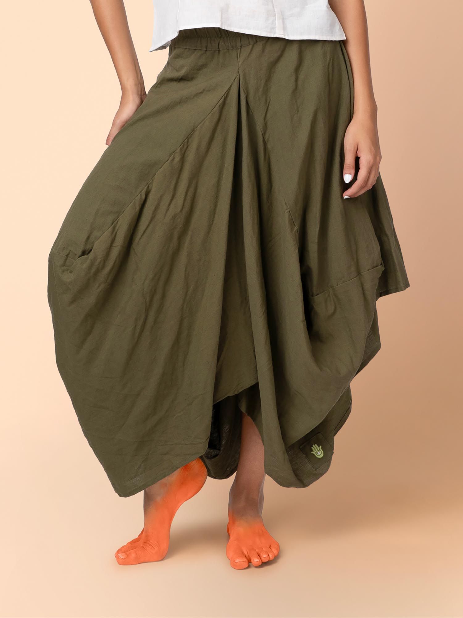 phuhar's Hary - Olive Draped Harem Skirt-picture-36