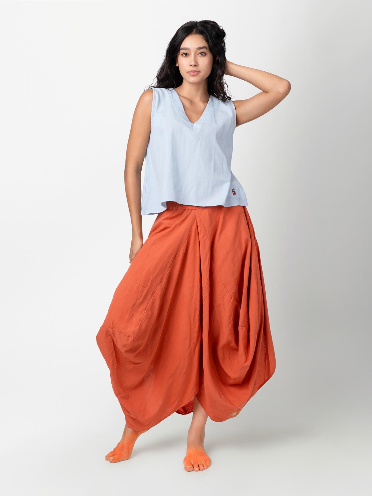 phuhar's Hary - Rust Draped Harem Skirt-picture-13
