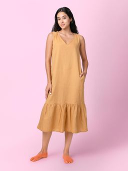 phuhar's - Kendey - Mustard Tiered Midi Dress