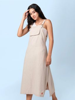 phuhar's - Luma Beige Adjustable Straps Dungaree Dress