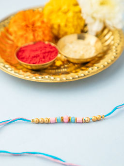 Niscka - Multi-Color Beaded Rakhi with Roli Chawal