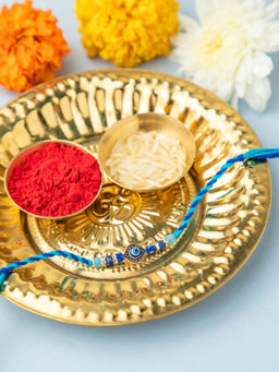 Niscka - Blue Evil Eye Protection Rakhi with Roli Chawal