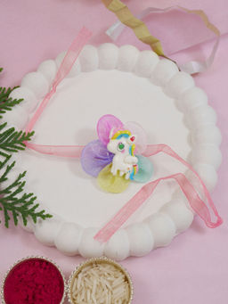 I Jewels - Multi-Color Cute Cartoon Kids Thread Rakhi with Greeting Card & Roli Chawal