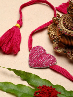 Moedbuille - Pink Handcrafted Silk Multi Strand Rakhi