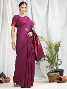 Odette - Pink Soft Silk Saree with Unstitched Blouse