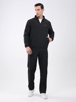 Monte Carlo - Black Solid Regular Fit Jacket with Trackpant
