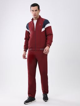 Monte Carlo - Maroon Colorblock Regular Fit Jacket with Trackpant