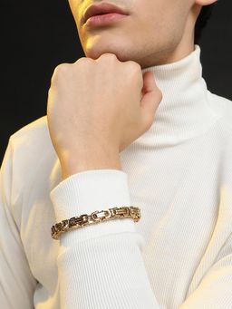 French Accent - Men Twisted Chain Bracelet - Champayne Gold