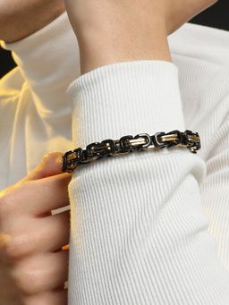 French Accent - Men Twisted Chain Bracelet - Black & Gold
