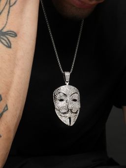 French Accent - Men V For Vendatta Pendant Necklace - Silver