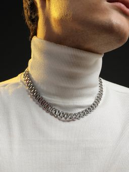 French Accent - Men Oyester Chain Necklace - Silver
