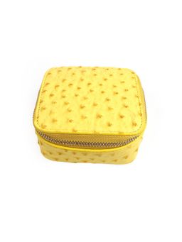 The House Of Ganges - Ostrich Yellow Vegan Leather Square Watch Case (L)