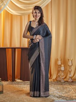 Kasee - Black Embellished Saree with Unstitched Blouse