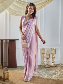 Kasee - Lavender Embellished Saree with Unstitched Blouse