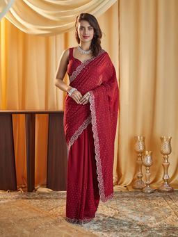 Kasee - Pink Embellished Saree with Unstitched Blouse